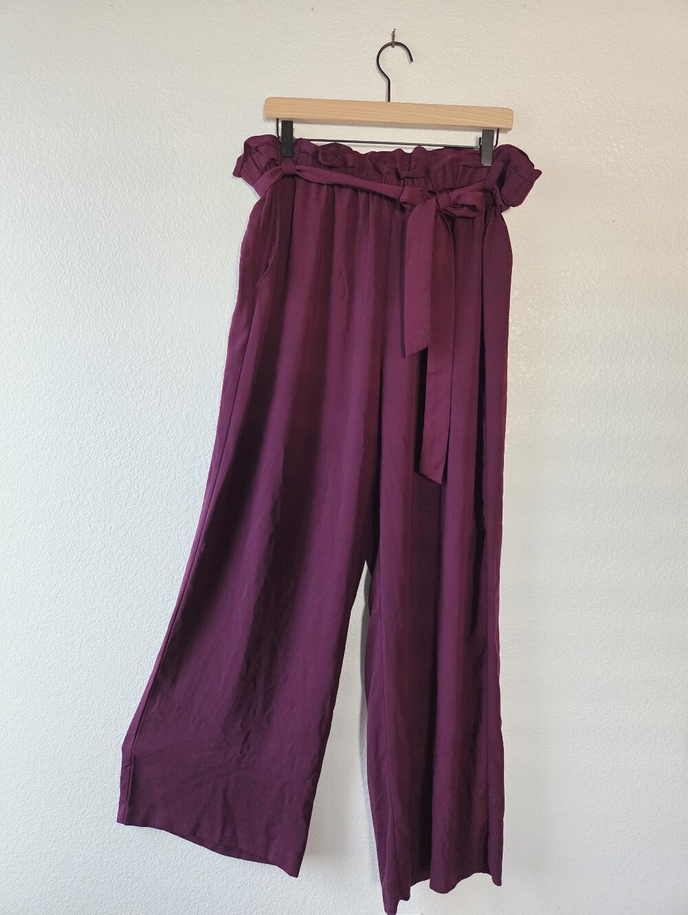 Purple Wide Leg Palazzo Pants Tie Waist Size XL